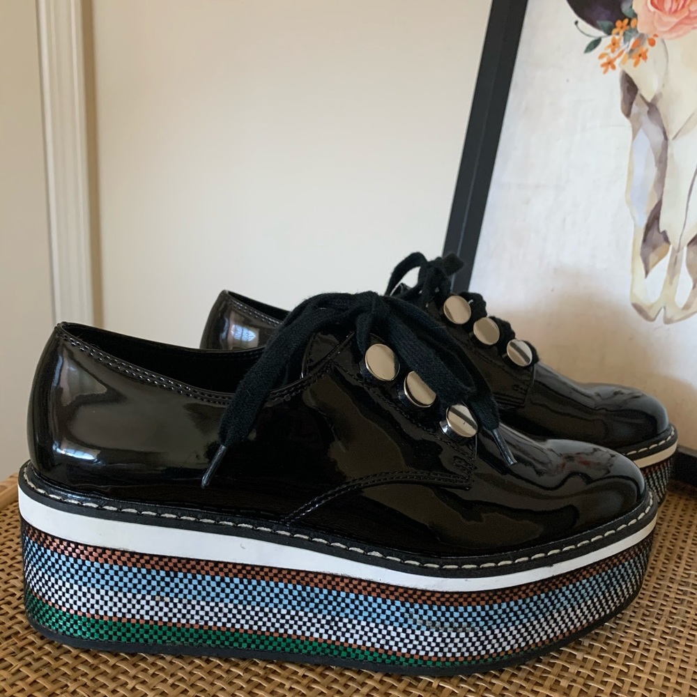Zara Black Platform Loafers with Multicolor Sole